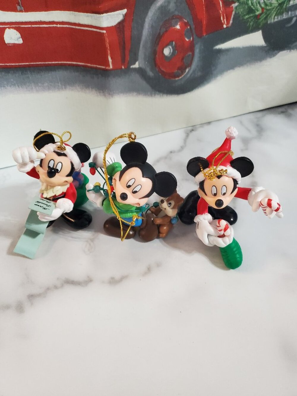 3 Vintage Enesco Tree-Rific Treasures Mickey Mouse  Christmas Ornament